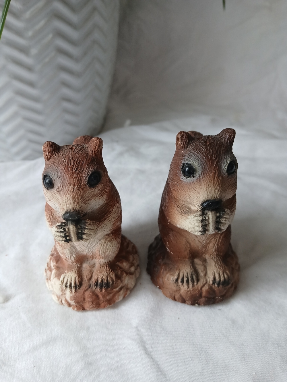 Vintage Chalkware Squirrel Salt & Pepper Shakers - MCM